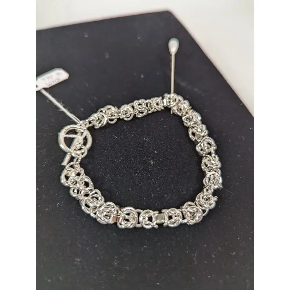 Byzantine Sterling silver chain bracelet handmade 7.5 heavy toggleclasp 17 grams